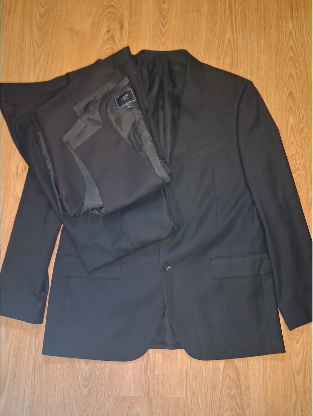 J Crew Thompson 3 Piece Suit Mens 44R 34x32 Black 100% Wool